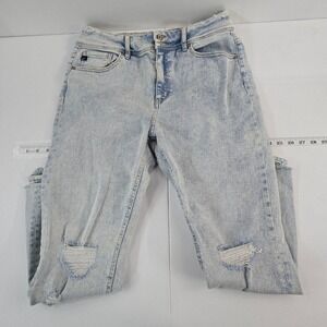 Kan Can Womens Jeans Size 15/31 Distressed Ripped Light Wash Denim Mom Jeans